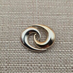 Sterling Silver Two Tone Gold Plated Swirl Pin Brooch A5748